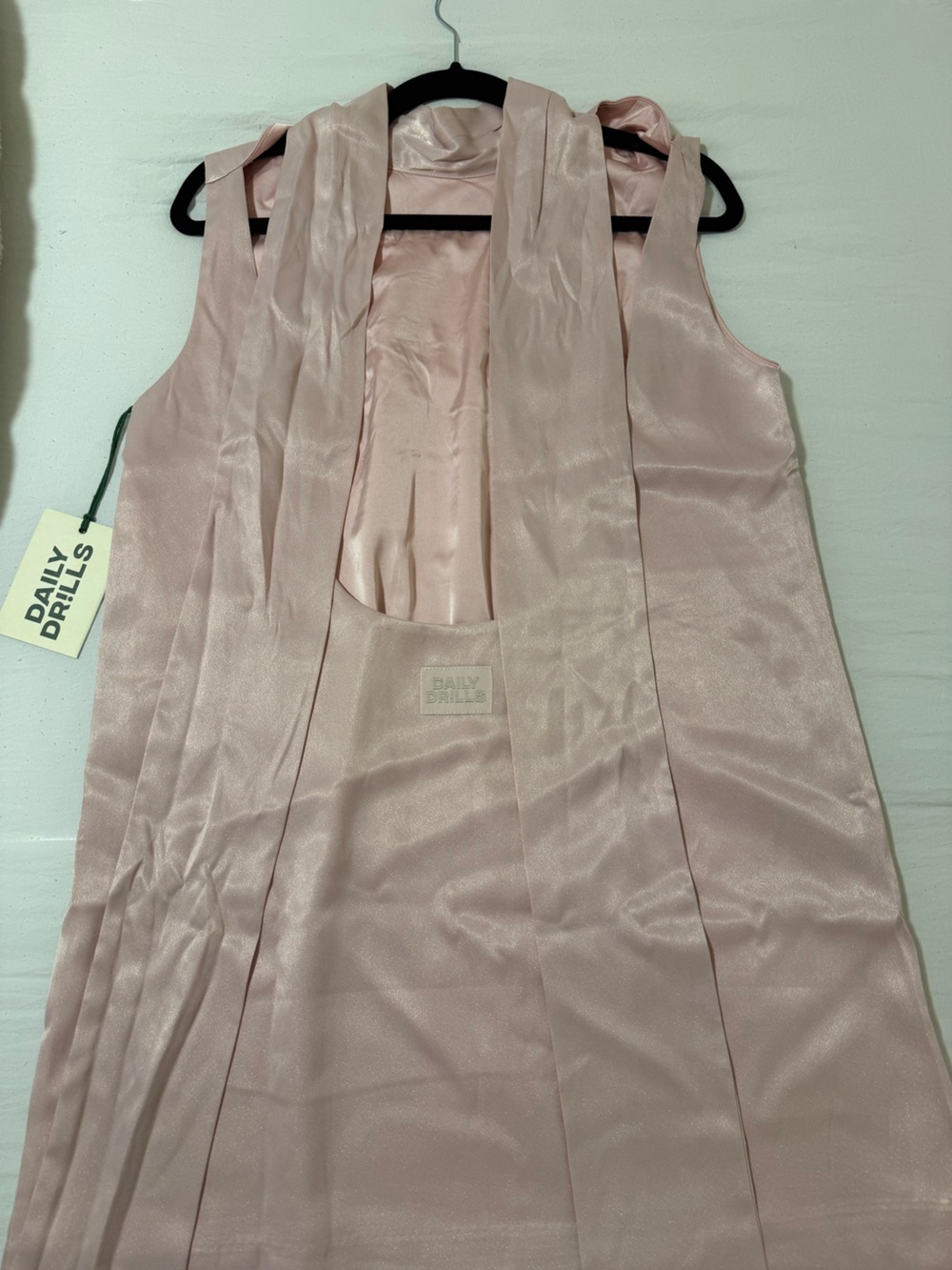 SOLD OUT Daily Drills Open-Back Satin Mini Dress in Blush Pink - Picture 6 of 7